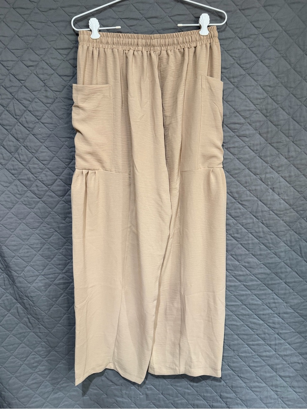 Madewell Relaxed Wide-Leg Drawstring Pants - Taupe (M) - Picture 3 of 5